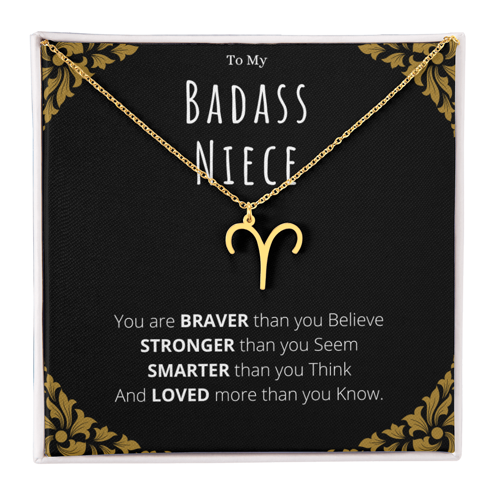 Badass Niece Gifts From Uncle Zodiac Name Necklace Christmas Present Birthday Jewelry Gift For Niece by Best Gifts 305