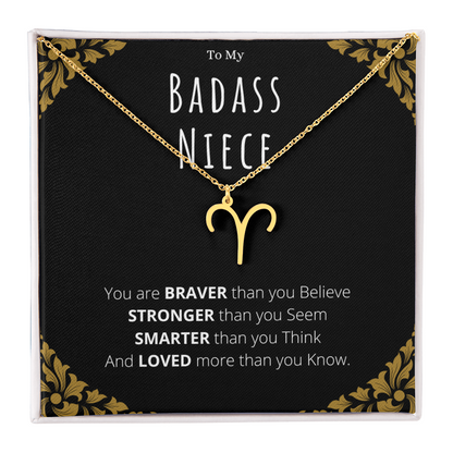 Badass Niece Gifts From Uncle Zodiac Name Necklace Christmas Present Birthday Jewelry Gift For Niece by Best Gifts 305