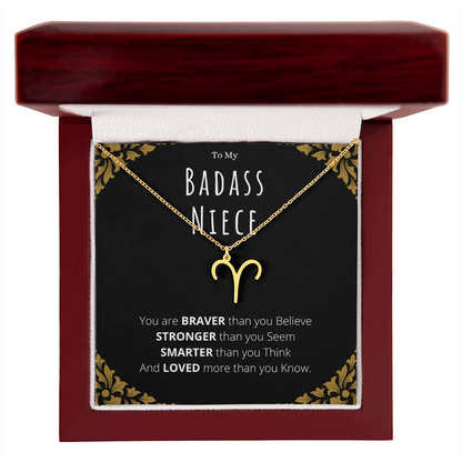 Badass Niece Gifts From Uncle Zodiac Name Necklace Christmas Present Birthday Jewelry Gift For Niece by Best Gifts 305