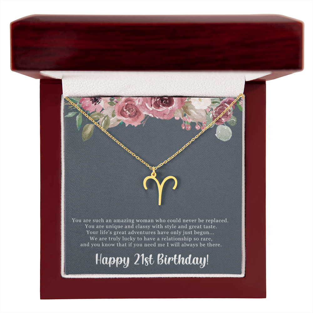 Birthday Gift For Her, Happy 21st Birthday, 21st Birthday, You Are Such An Amazing Woman - Zodiac Name Necklace With Sweet Greeting Card by Best Gifts 305