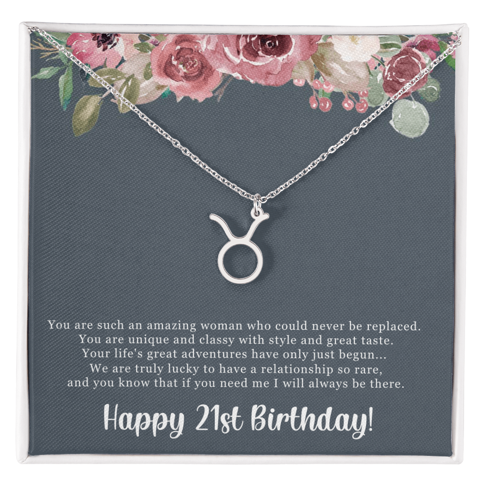 Birthday Gift For Her, Happy 21st Birthday, 21st Birthday, You Are Such An Amazing Woman - Zodiac Name Necklace With Sweet Greeting Card by Best Gifts 305