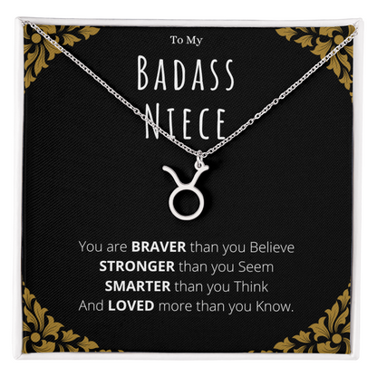 Badass Niece Gifts From Uncle Zodiac Name Necklace Christmas Present Birthday Jewelry Gift For Niece by Best Gifts 305