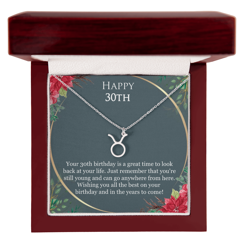 30th Birthday For Her, 30th Birthday Gift Ideas, Happy 30th, Wishing You All The Best - Zodiac Name Necklace With Birthday Greeting Card by Best Gifts 305