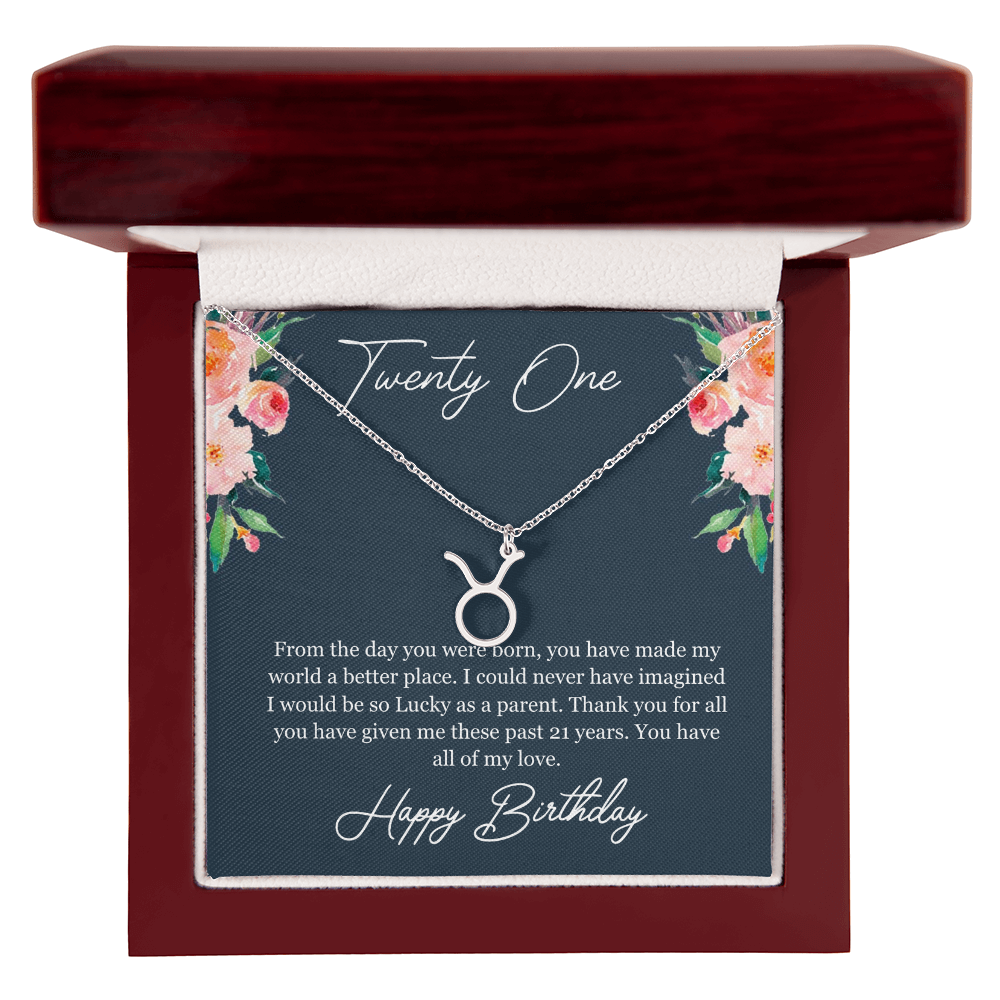 Twenty One Birthday, 21st Birthday, Birthday Gift For Her, You Have All Of My Love - Zodiac Name Necklace With Birthday Greeting Card by Best Gifts 305