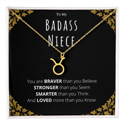 Badass Niece Gifts From Uncle Zodiac Name Necklace Christmas Present Birthday Jewelry Gift For Niece by Best Gifts 305