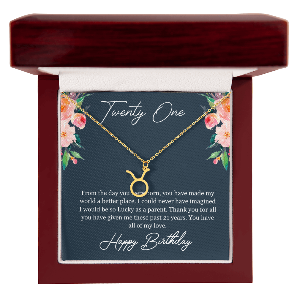 Twenty One Birthday, 21st Birthday, Birthday Gift For Her, You Have All Of My Love - Zodiac Name Necklace With Birthday Greeting Card by Best Gifts 305