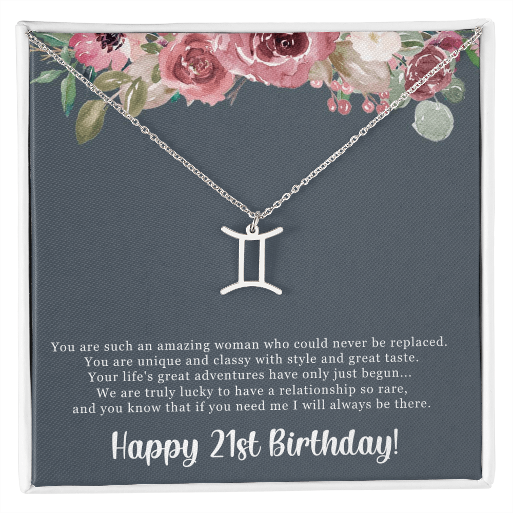 Birthday Gift For Her, Happy 21st Birthday, 21st Birthday, You Are Such An Amazing Woman - Zodiac Name Necklace With Sweet Greeting Card by Best Gifts 305