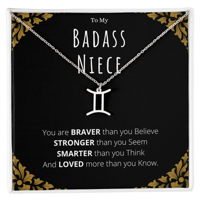 Badass Niece Gifts From Uncle Zodiac Name Necklace Christmas Present Birthday Jewelry Gift For Niece by Best Gifts 305