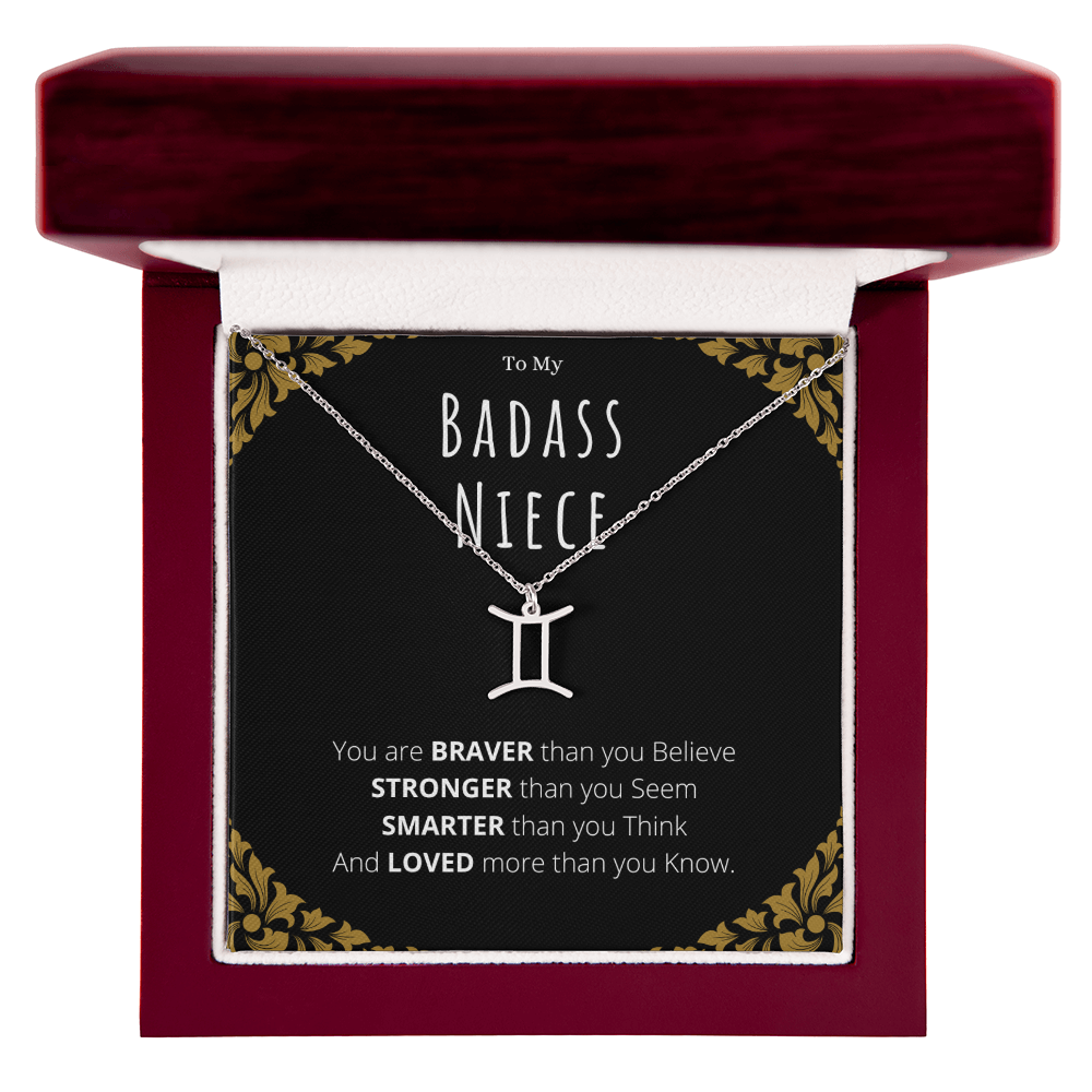 Badass Niece Gifts From Uncle Zodiac Name Necklace Christmas Present Birthday Jewelry Gift For Niece by Best Gifts 305