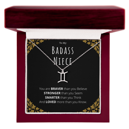 Badass Niece Gifts From Uncle Zodiac Name Necklace Christmas Present Birthday Jewelry Gift For Niece by Best Gifts 305