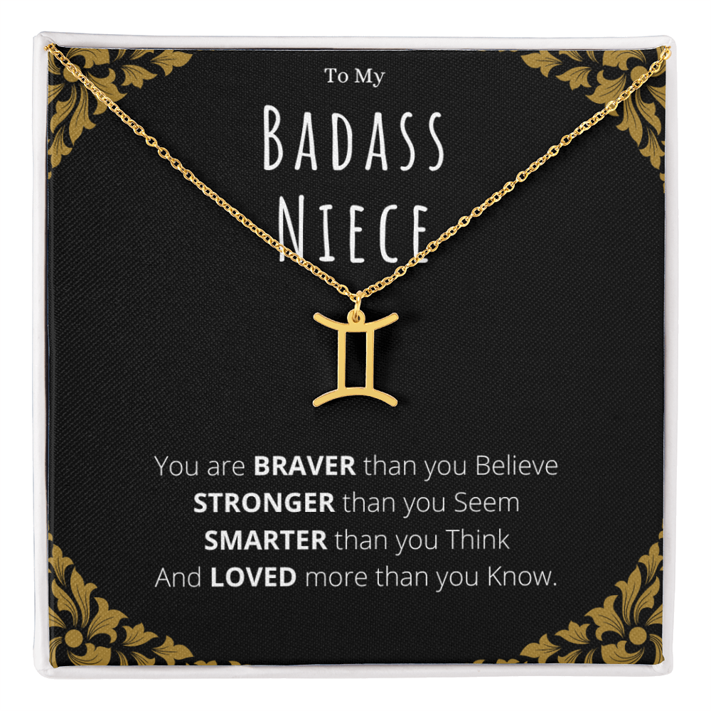 Badass Niece Gifts From Uncle Zodiac Name Necklace Christmas Present Birthday Jewelry Gift For Niece by Best Gifts 305