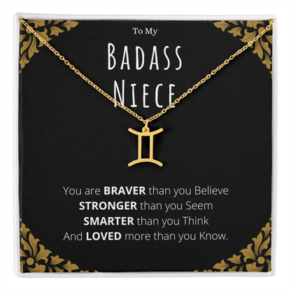 Badass Niece Gifts From Uncle Zodiac Name Necklace Christmas Present Birthday Jewelry Gift For Niece by Best Gifts 305