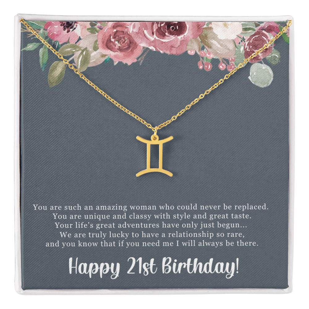 Birthday Gift For Her, Happy 21st Birthday, 21st Birthday, You Are Such An Amazing Woman - Zodiac Name Necklace With Sweet Greeting Card by Best Gifts 305