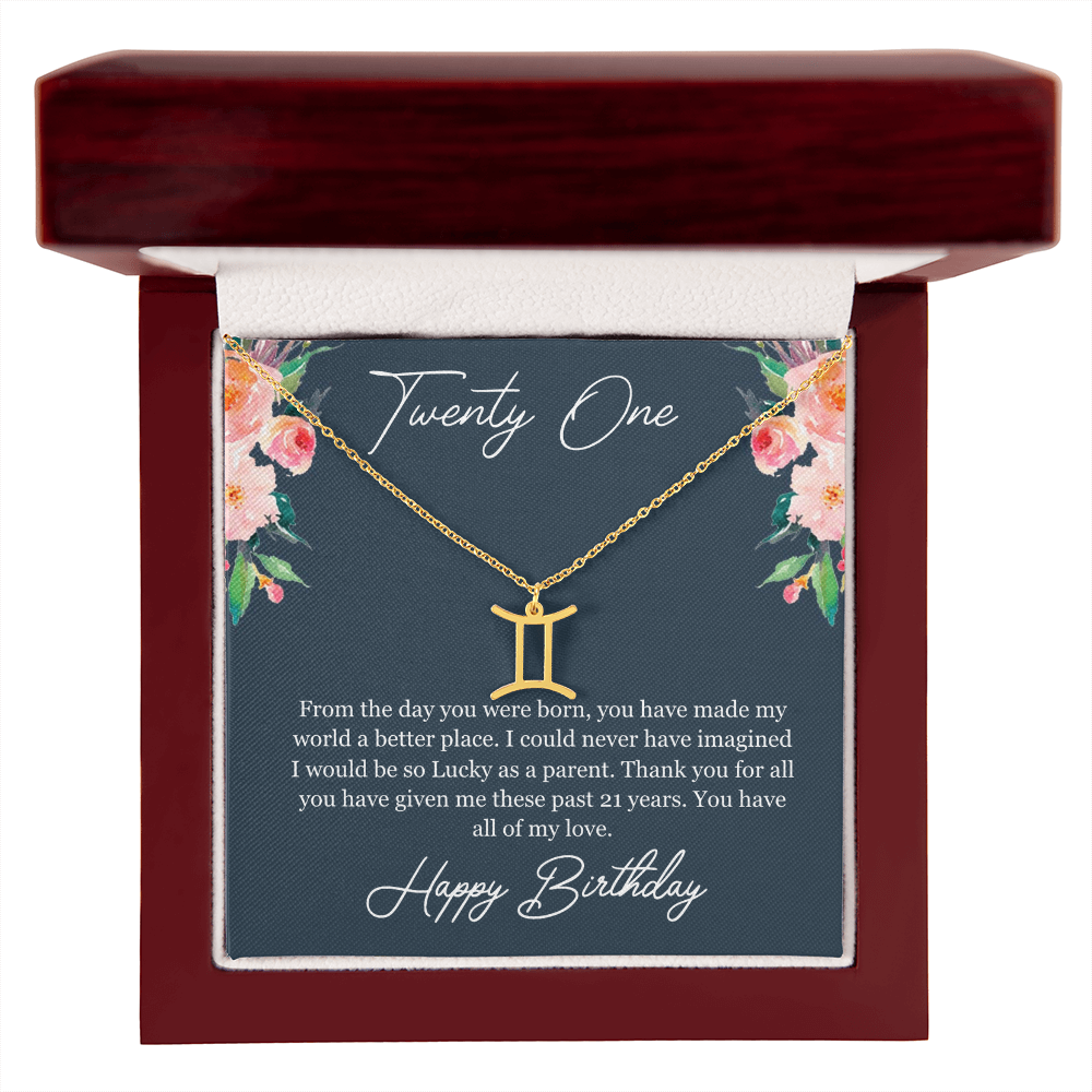 Twenty One Birthday, 21st Birthday, Birthday Gift For Her, You Have All Of My Love - Zodiac Name Necklace With Birthday Greeting Card by Best Gifts 305