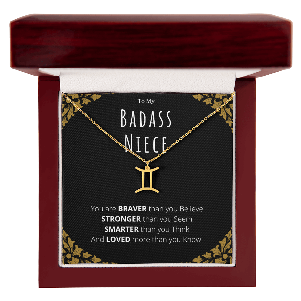 Badass Niece Gifts From Uncle Zodiac Name Necklace Christmas Present Birthday Jewelry Gift For Niece by Best Gifts 305