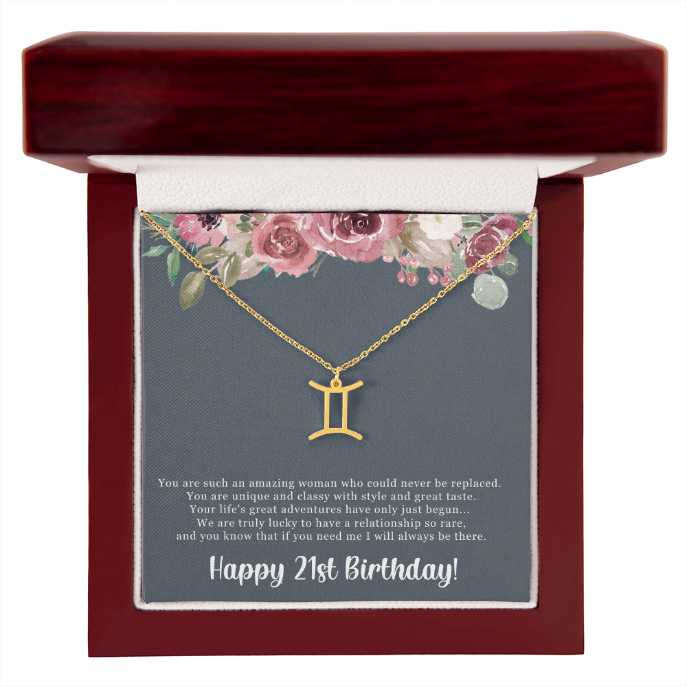 Birthday Gift For Her, Happy 21st Birthday, 21st Birthday, You Are Such An Amazing Woman - Zodiac Name Necklace With Sweet Greeting Card by Best Gifts 305