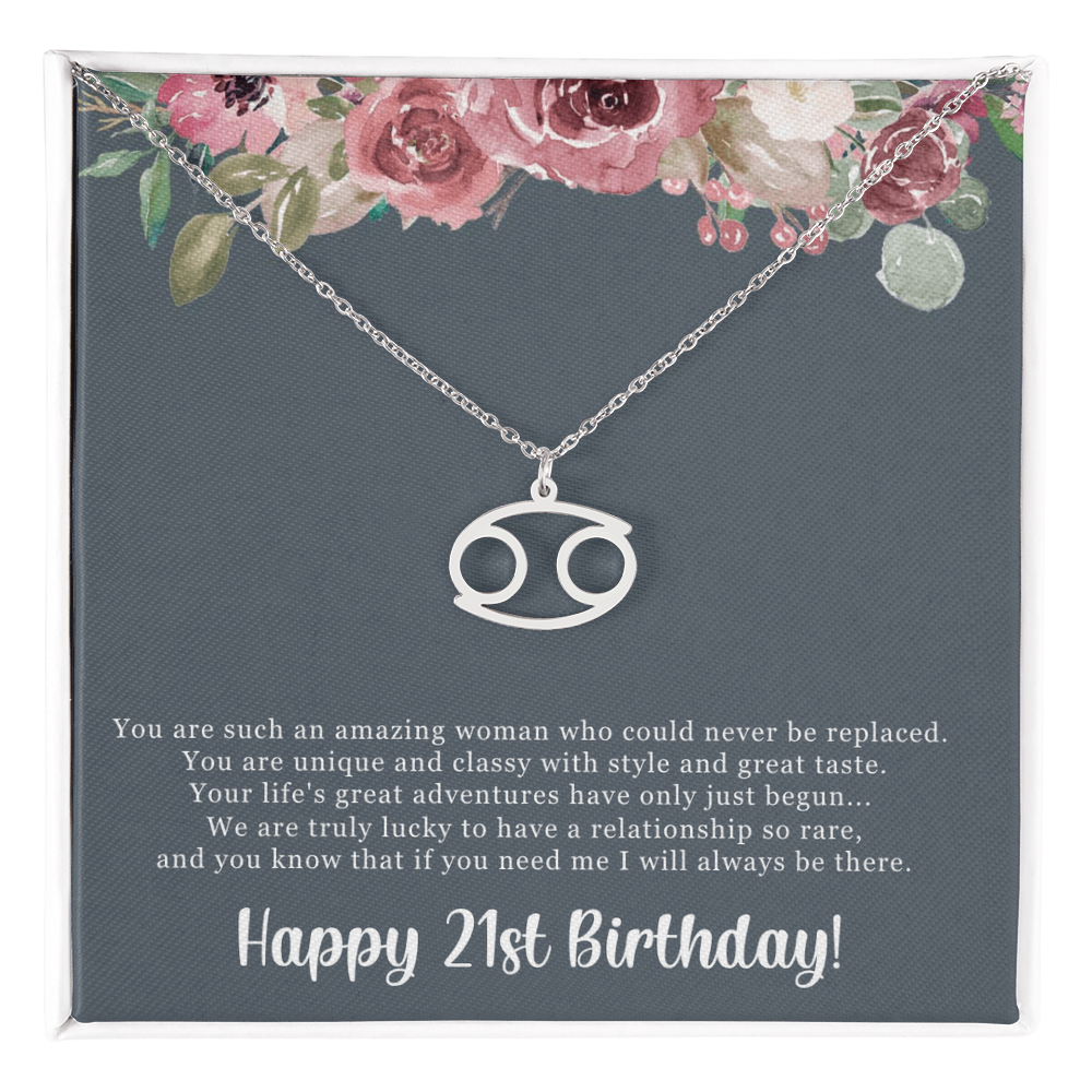 Birthday Gift For Her, Happy 21st Birthday, 21st Birthday, You Are Such An Amazing Woman - Zodiac Name Necklace With Sweet Greeting Card by Best Gifts 305