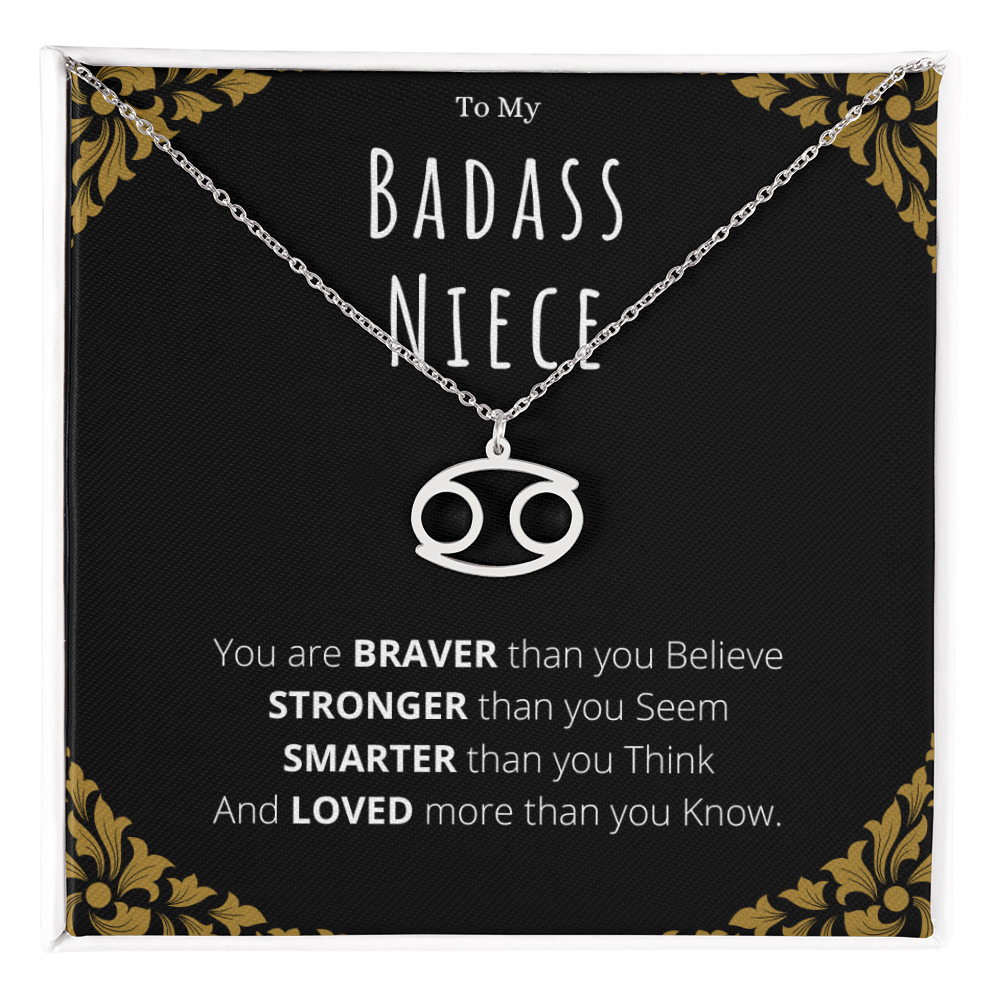 Badass Niece Gifts From Uncle Zodiac Name Necklace Christmas Present Birthday Jewelry Gift For Niece by Best Gifts 305