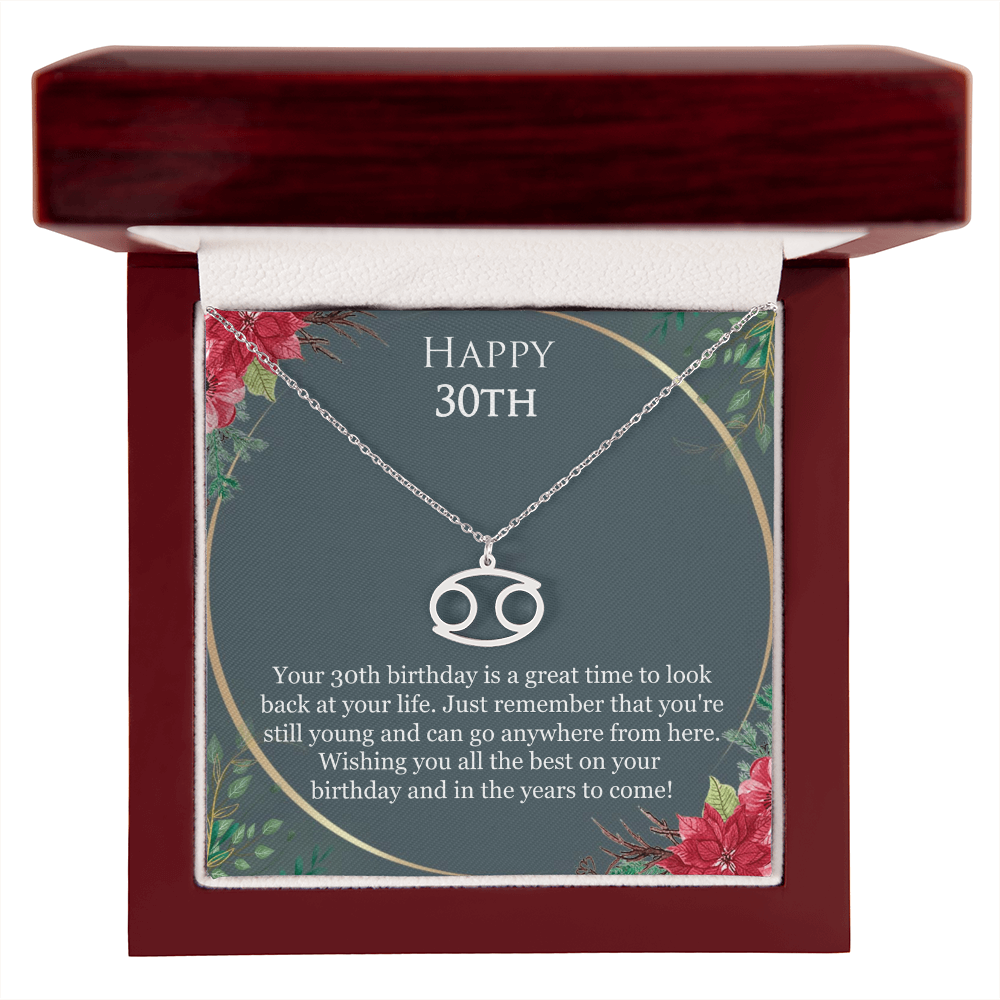 30th Birthday For Her, 30th Birthday Gift Ideas, Happy 30th, Wishing You All The Best - Zodiac Name Necklace With Birthday Greeting Card by Best Gifts 305