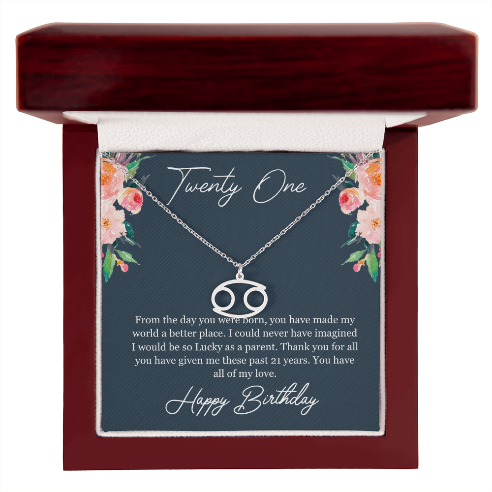 Twenty One Birthday, 21st Birthday, Birthday Gift For Her, You Have All Of My Love - Zodiac Name Necklace With Birthday Greeting Card by Best Gifts 305