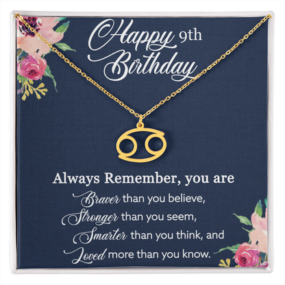 Custom Zodiac Necklace for 9-Year-Old Girl – Personalized Birthday Jewelry Gift from Mom to Daughter – Adjustable Astrological Pendant Necklace with Inspirational Quote, Birthday Gift for Her by Best Gifts 305