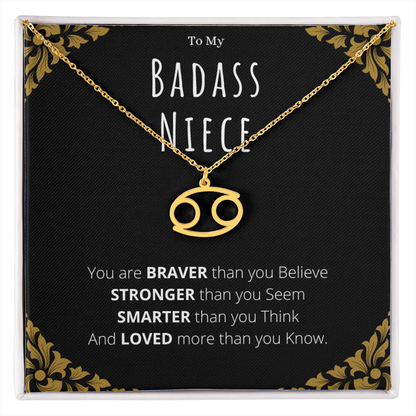 Badass Niece Gifts From Uncle Zodiac Name Necklace Christmas Present Birthday Jewelry Gift For Niece by Best Gifts 305