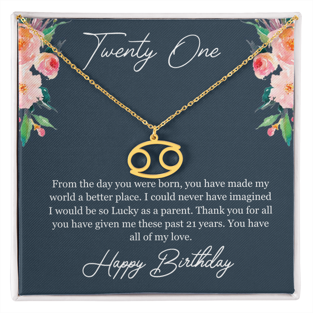 Twenty One Birthday, 21st Birthday, Birthday Gift For Her, You Have All Of My Love - Zodiac Name Necklace With Birthday Greeting Card by Best Gifts 305