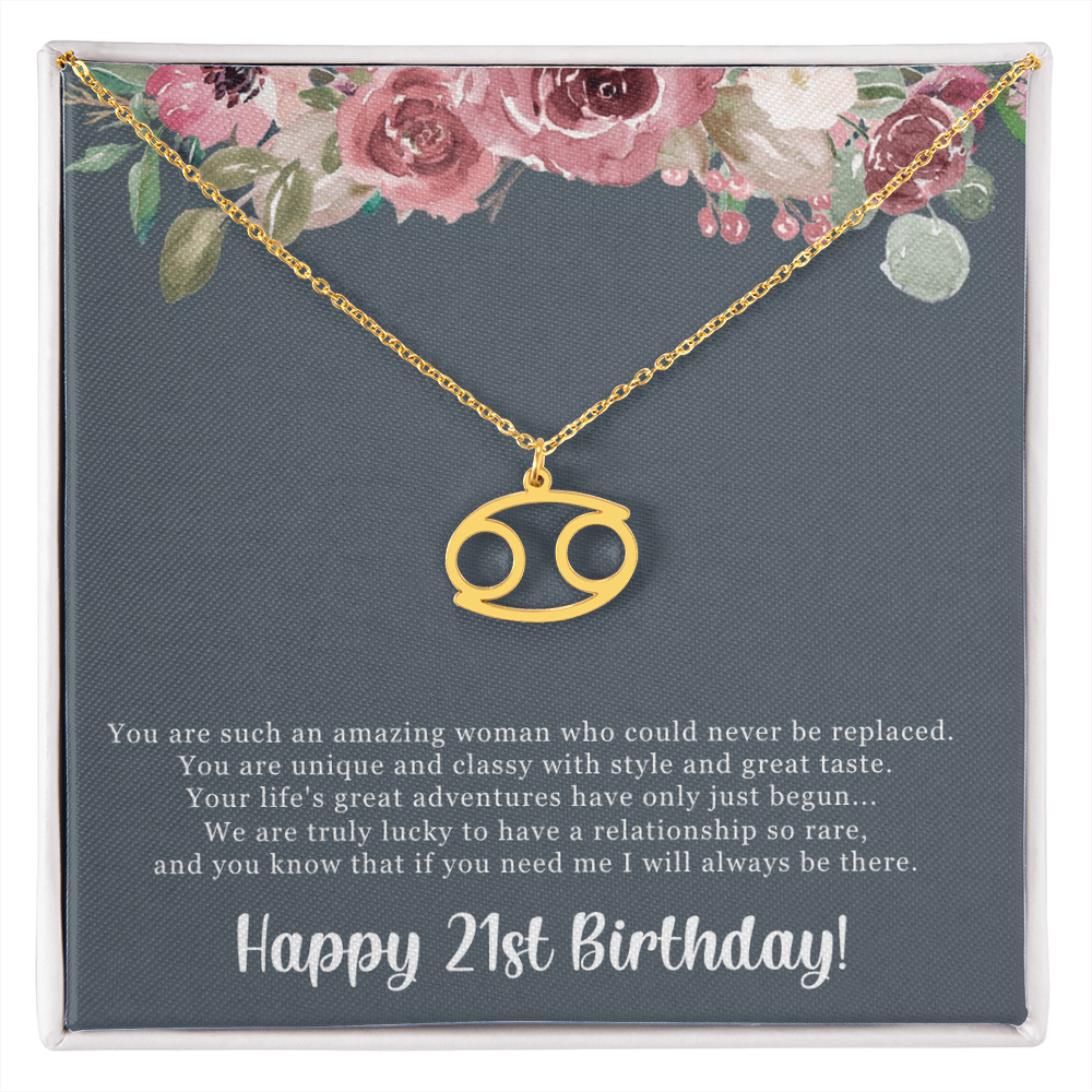 Birthday Gift For Her, Happy 21st Birthday, 21st Birthday, You Are Such An Amazing Woman - Zodiac Name Necklace With Sweet Greeting Card by Best Gifts 305