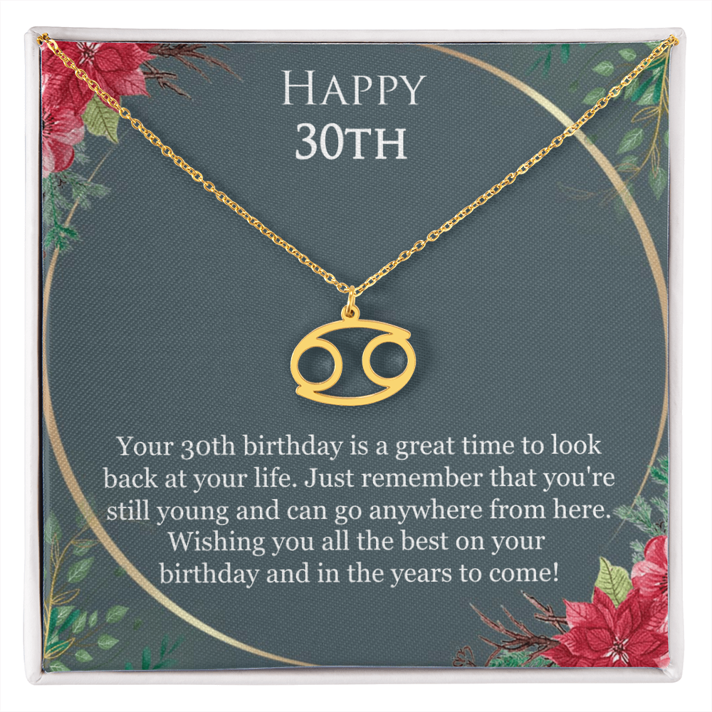 30th Birthday For Her, 30th Birthday Gift Ideas, Happy 30th, Wishing You All The Best - Zodiac Name Necklace With Birthday Greeting Card by Best Gifts 305
