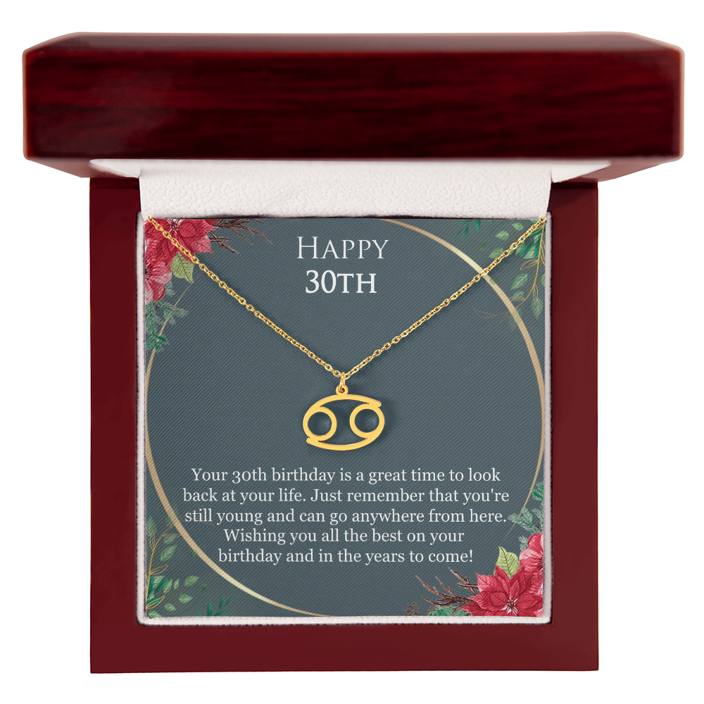 30th Birthday For Her, 30th Birthday Gift Ideas, Happy 30th, Wishing You All The Best - Zodiac Name Necklace With Birthday Greeting Card by Best Gifts 305