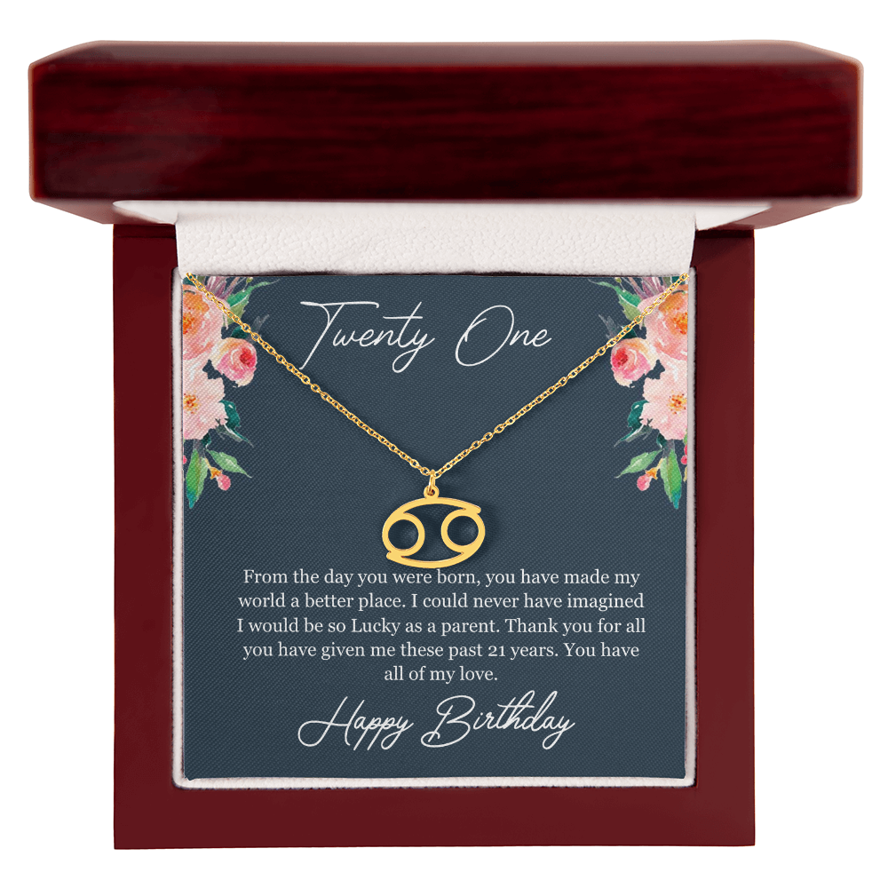 Twenty One Birthday, 21st Birthday, Birthday Gift For Her, You Have All Of My Love - Zodiac Name Necklace With Birthday Greeting Card by Best Gifts 305