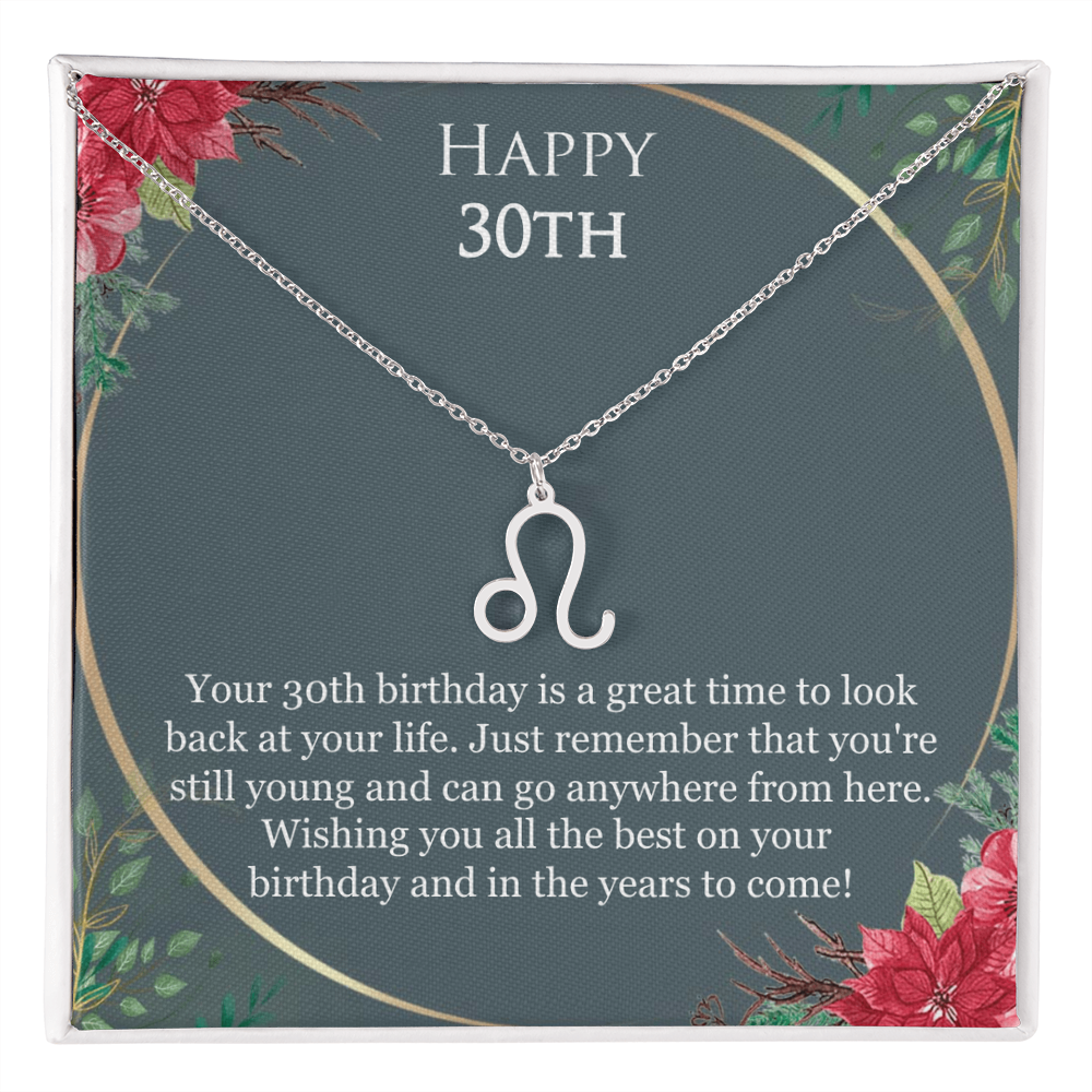 30th Birthday For Her, 30th Birthday Gift Ideas, Happy 30th, Wishing You All The Best - Zodiac Name Necklace With Birthday Greeting Card by Best Gifts 305