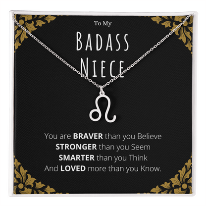 Badass Niece Gifts From Uncle Zodiac Name Necklace Christmas Present Birthday Jewelry Gift For Niece by Best Gifts 305