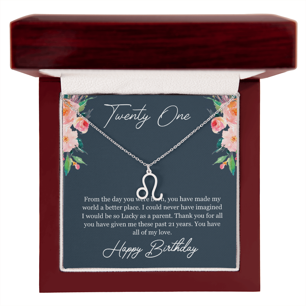 Twenty One Birthday, 21st Birthday, Birthday Gift For Her, You Have All Of My Love - Zodiac Name Necklace With Birthday Greeting Card by Best Gifts 305