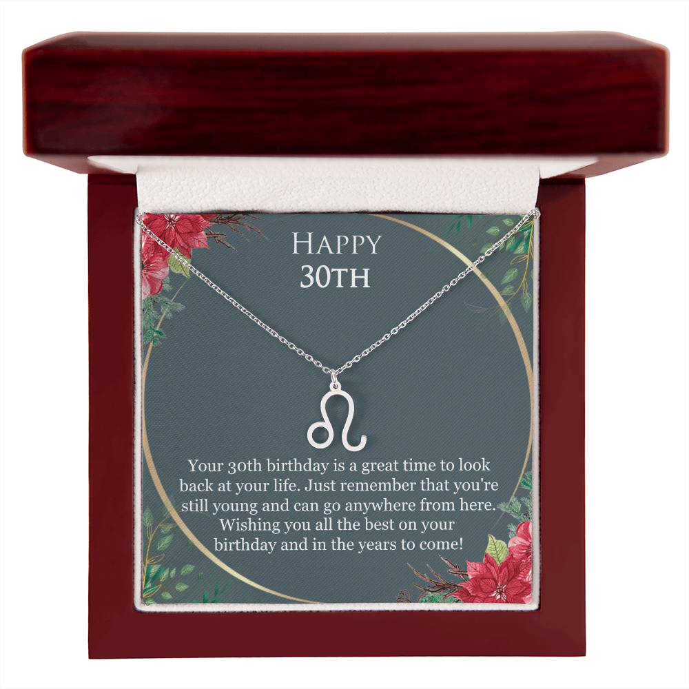 30th Birthday For Her, 30th Birthday Gift Ideas, Happy 30th, Wishing You All The Best - Zodiac Name Necklace With Birthday Greeting Card by Best Gifts 305
