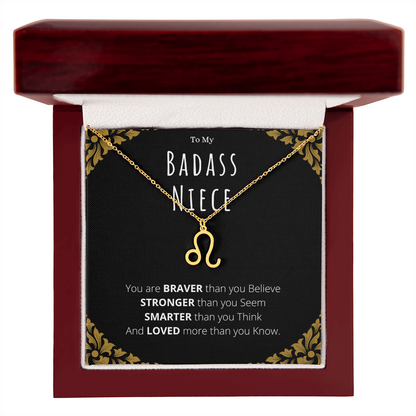 Badass Niece Gifts From Uncle Zodiac Name Necklace Christmas Present Birthday Jewelry Gift For Niece by Best Gifts 305