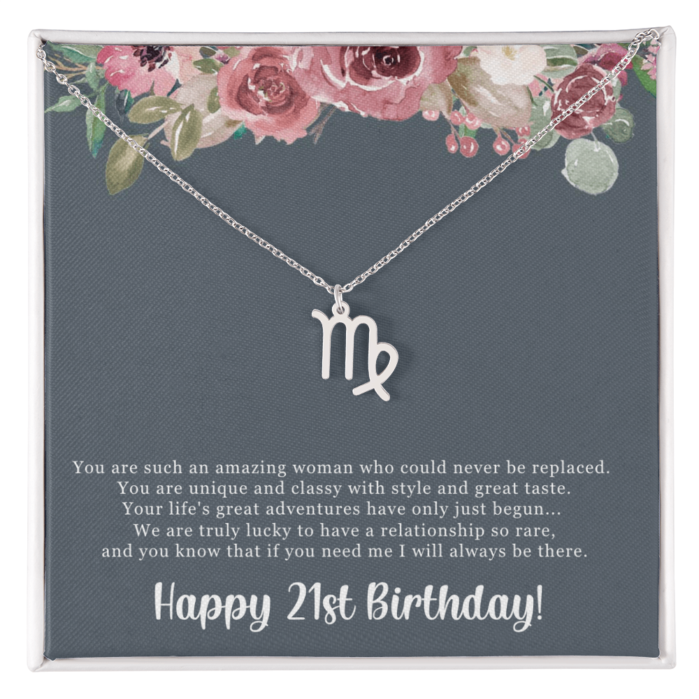 Birthday Gift For Her, Happy 21st Birthday, 21st Birthday, You Are Such An Amazing Woman - Zodiac Name Necklace With Sweet Greeting Card by Best Gifts 305
