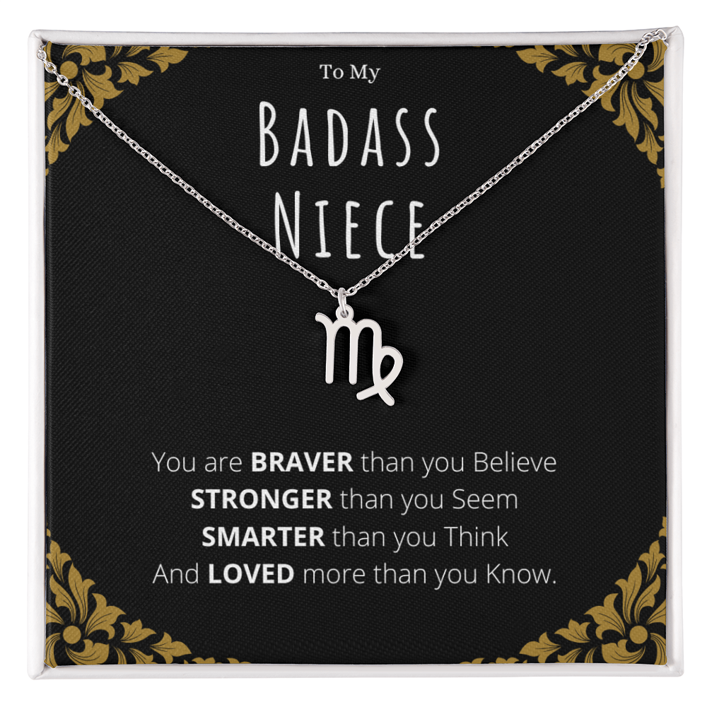 Badass Niece Gifts From Uncle Zodiac Name Necklace Christmas Present Birthday Jewelry Gift For Niece by Best Gifts 305