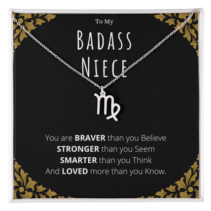 Badass Niece Gifts From Uncle Zodiac Name Necklace Christmas Present Birthday Jewelry Gift For Niece by Best Gifts 305