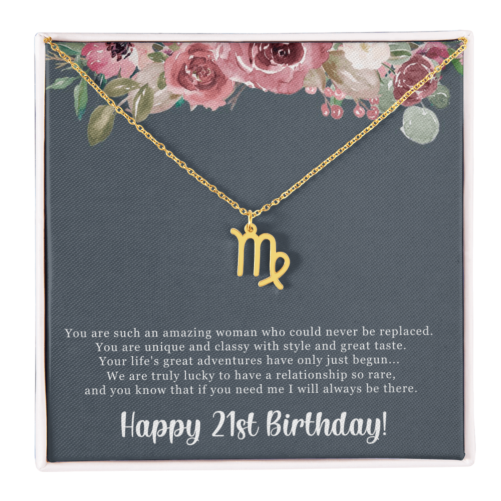 Birthday Gift For Her, Happy 21st Birthday, 21st Birthday, You Are Such An Amazing Woman - Zodiac Name Necklace With Sweet Greeting Card by Best Gifts 305