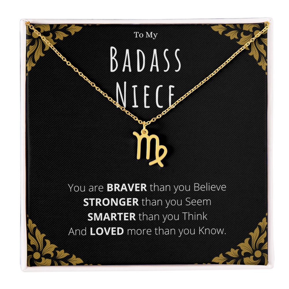 Badass Niece Gifts From Uncle Zodiac Name Necklace Christmas Present Birthday Jewelry Gift For Niece by Best Gifts 305