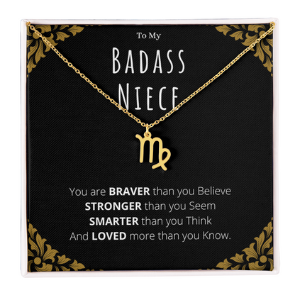 Badass Niece Gifts From Uncle Zodiac Name Necklace Christmas Present Birthday Jewelry Gift For Niece by Best Gifts 305