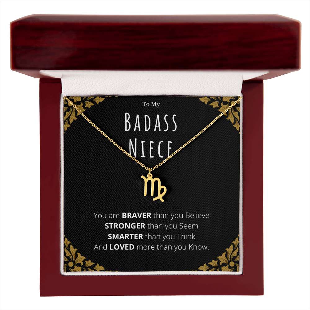 Badass Niece Gifts From Uncle Zodiac Name Necklace Christmas Present Birthday Jewelry Gift For Niece by Best Gifts 305