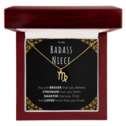 Badass Niece Gifts From Uncle Zodiac Name Necklace Christmas Present Birthday Jewelry Gift For Niece by Best Gifts 305