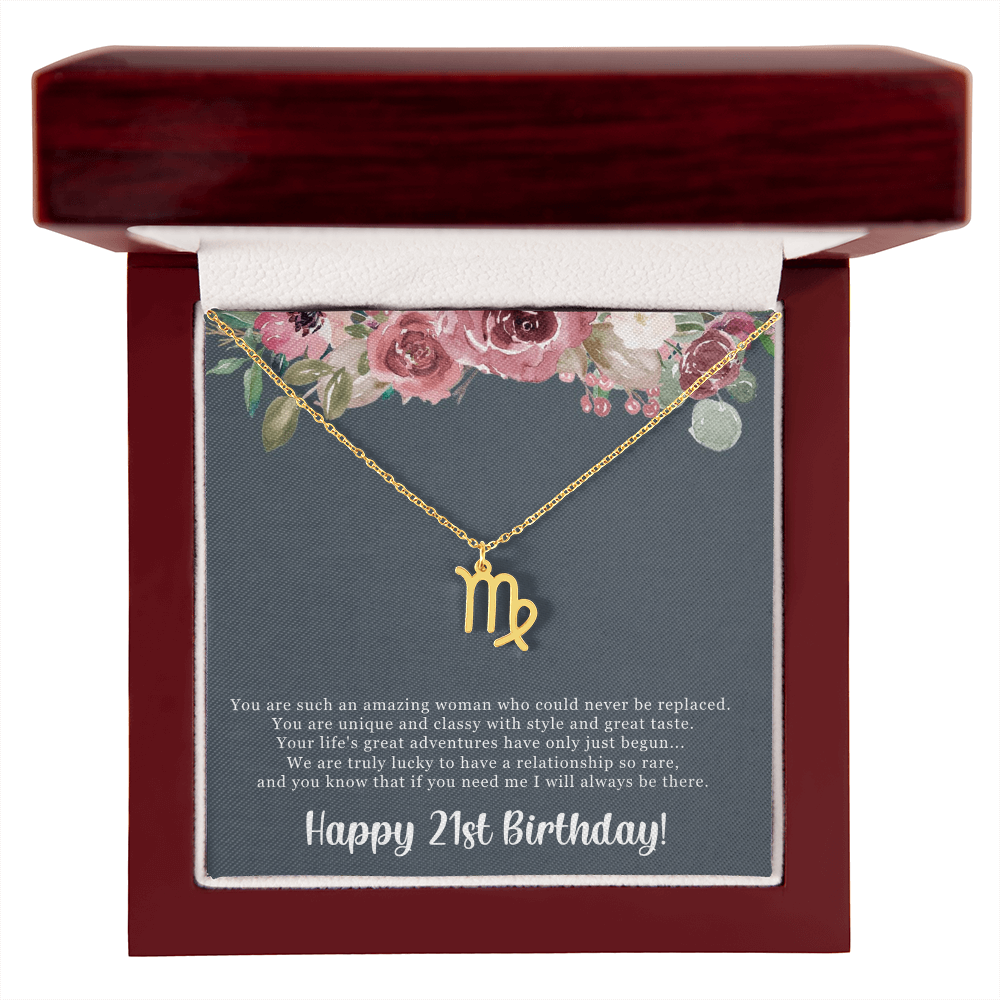 Birthday Gift For Her, Happy 21st Birthday, 21st Birthday, You Are Such An Amazing Woman - Zodiac Name Necklace With Sweet Greeting Card by Best Gifts 305