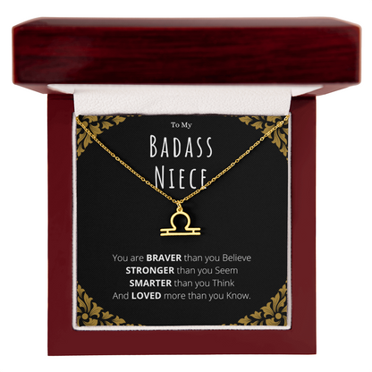 Badass Niece Gifts From Uncle Zodiac Name Necklace Christmas Present Birthday Jewelry Gift For Niece by Best Gifts 305