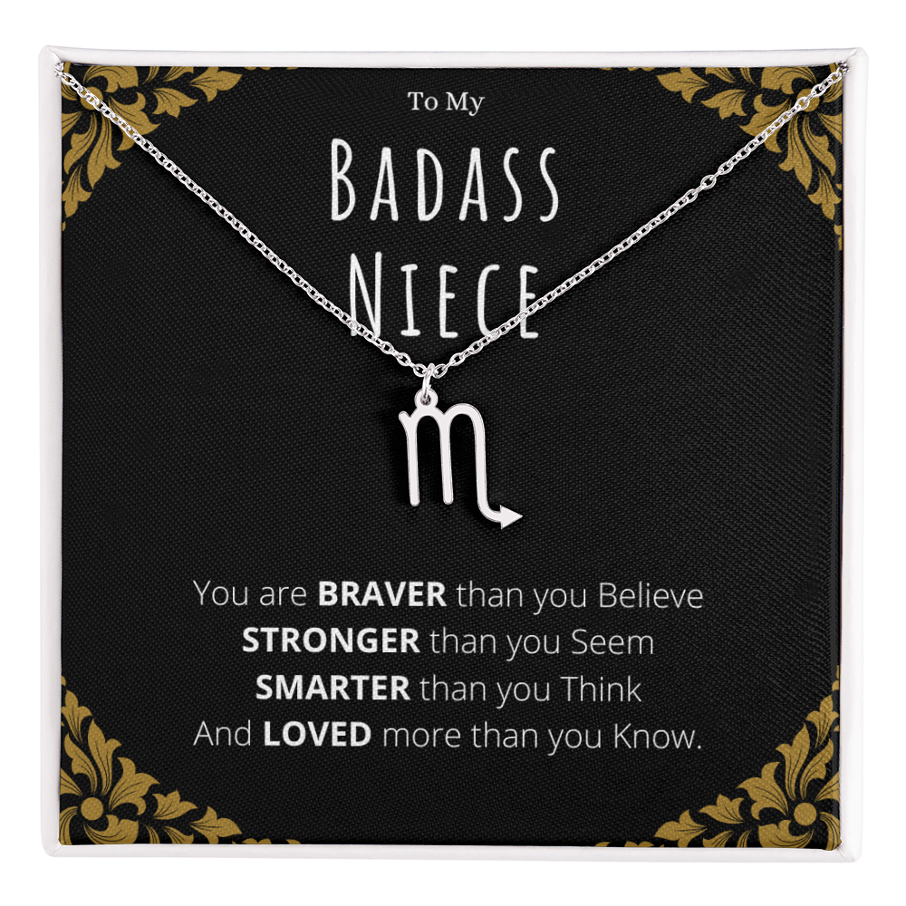 Badass Niece Gifts From Uncle Zodiac Name Necklace Christmas Present Birthday Jewelry Gift For Niece by Best Gifts 305
