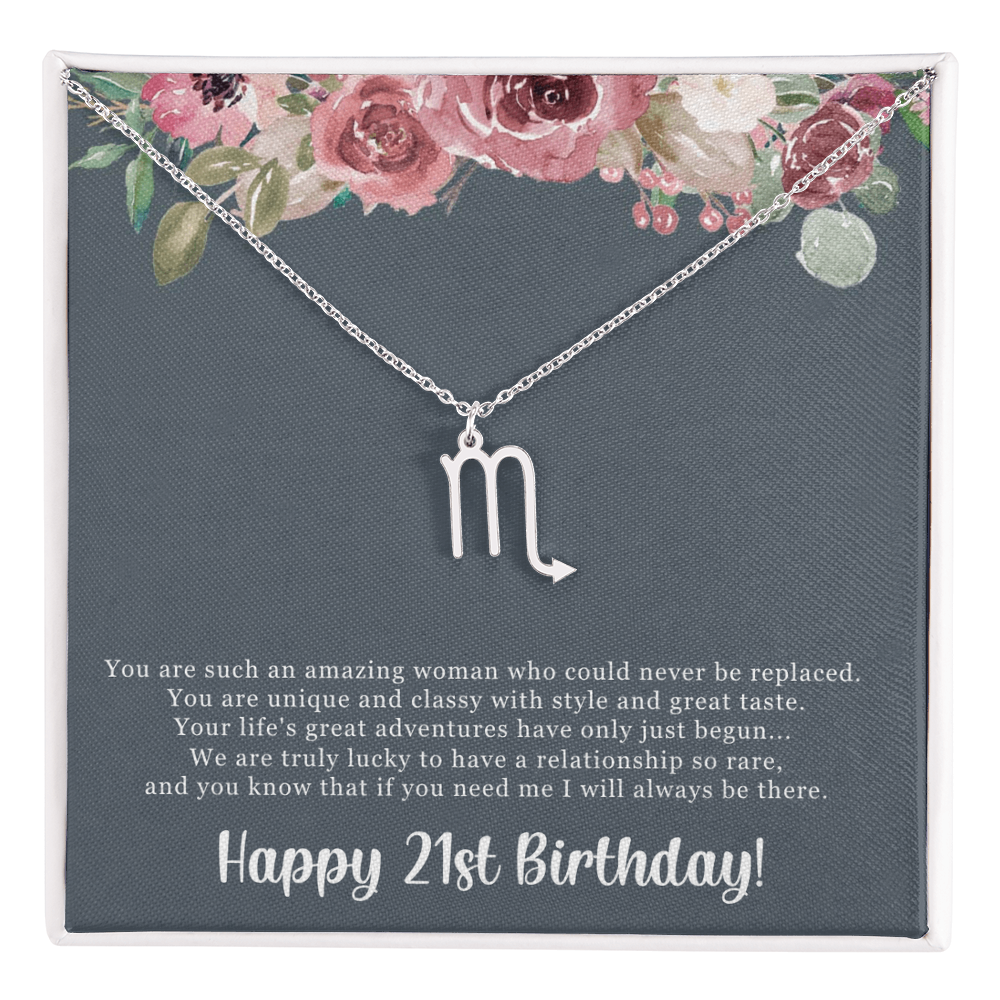 Birthday Gift For Her, Happy 21st Birthday, 21st Birthday, You Are Such An Amazing Woman - Zodiac Name Necklace With Sweet Greeting Card by Best Gifts 305