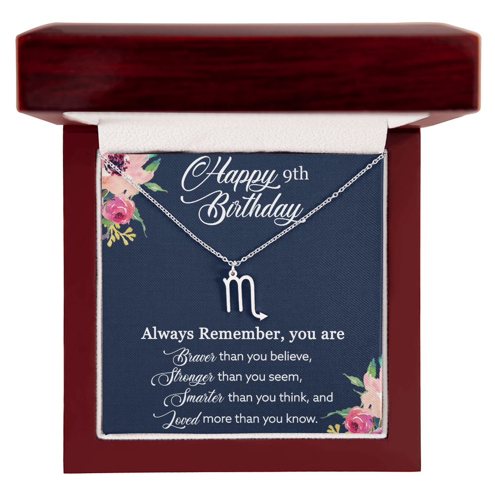 Custom Zodiac Necklace for 9-Year-Old Girl – Personalized Birthday Jewelry Gift from Mom to Daughter – Adjustable Astrological Pendant Necklace with Inspirational Quote, Birthday Gift for Her by Best Gifts 305