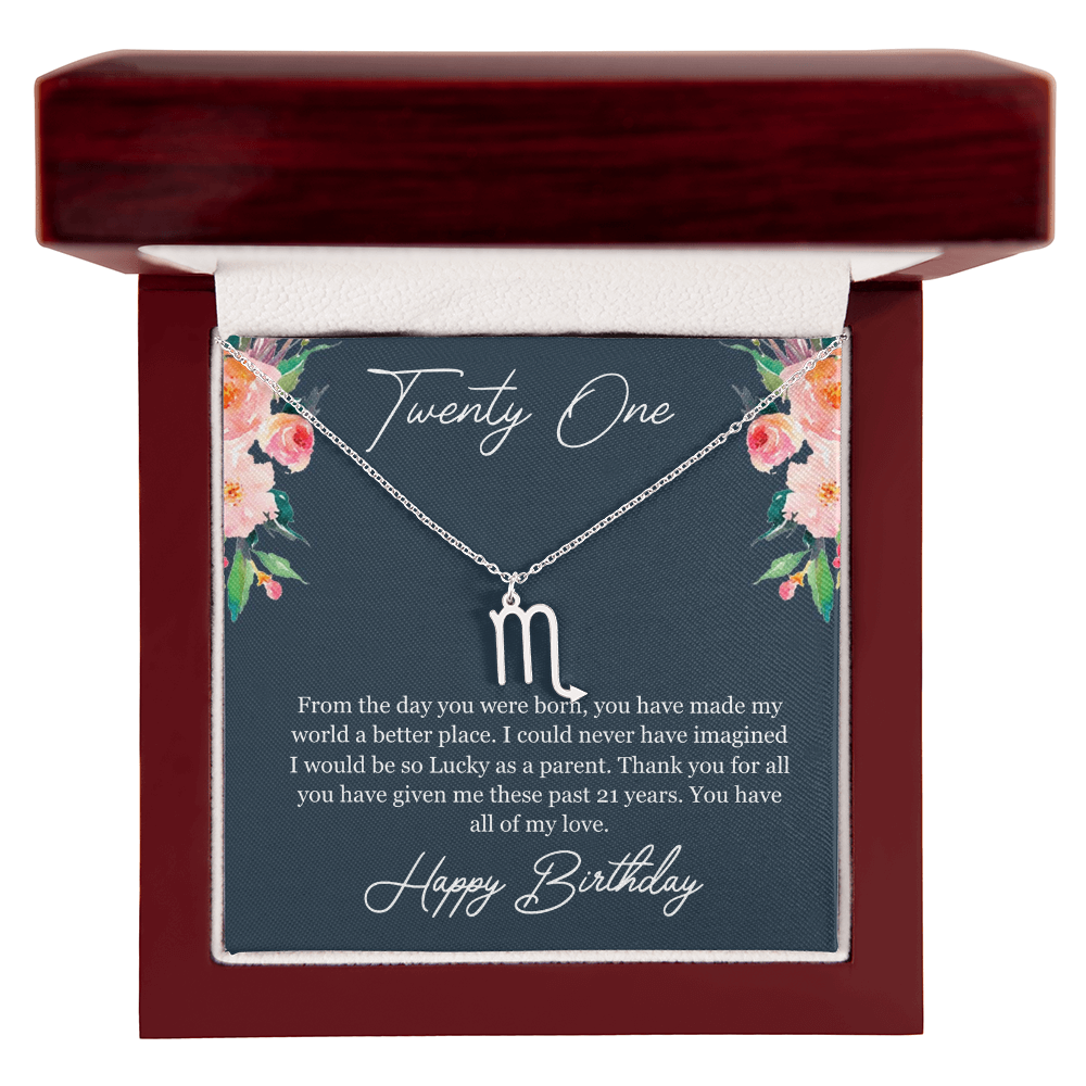 Twenty One Birthday, 21st Birthday, Birthday Gift For Her, You Have All Of My Love - Zodiac Name Necklace With Birthday Greeting Card by Best Gifts 305